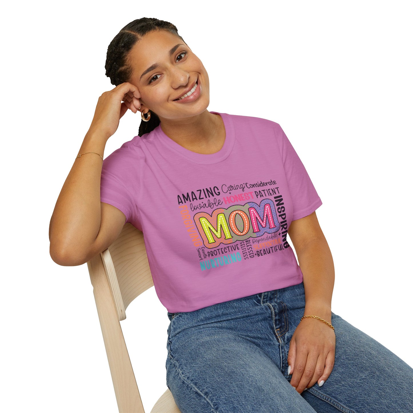 Mom Word Art Unisex Softstyle T-Shirt - Perfect Gift for Mother's Day