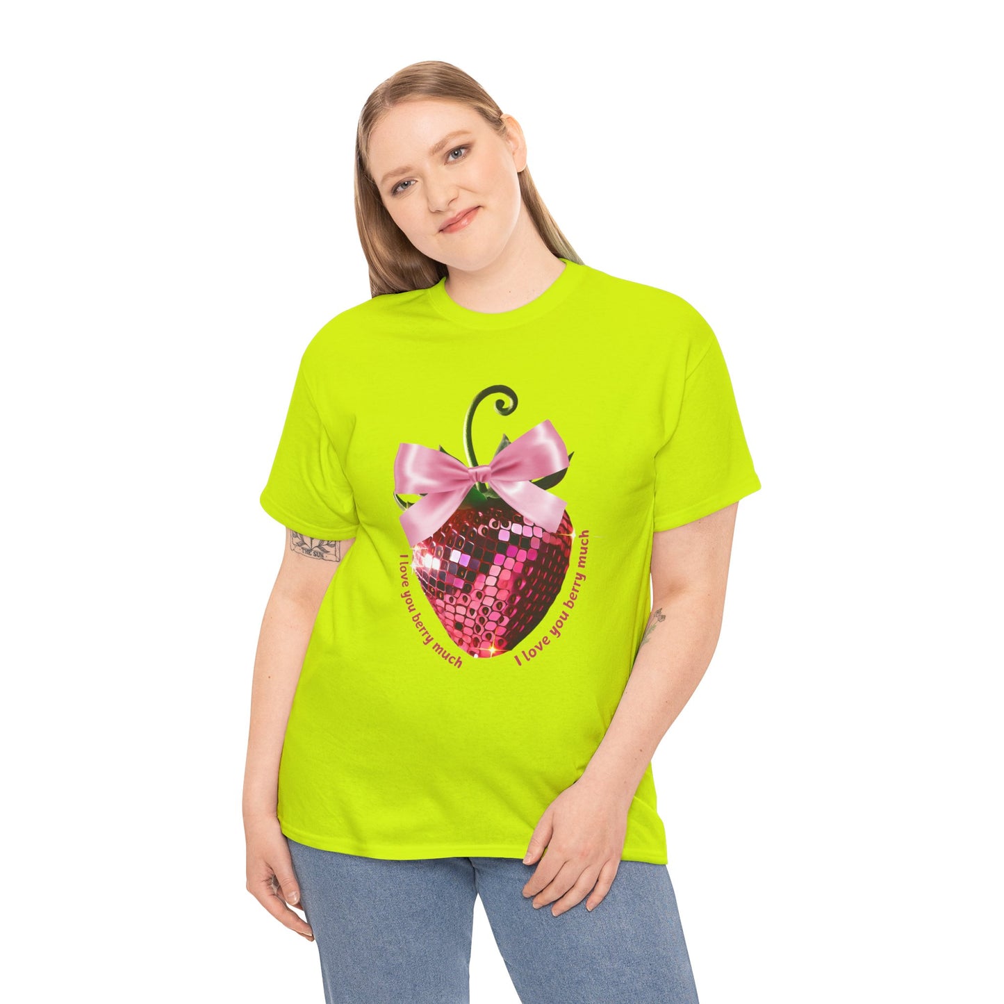 Pink Disco Ball Strawberry Unisex Tee - I Love You Berry Much Shirt