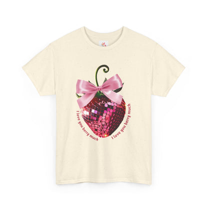 Pink Disco Ball Strawberry Unisex Tee - I Love You Berry Much Shirt