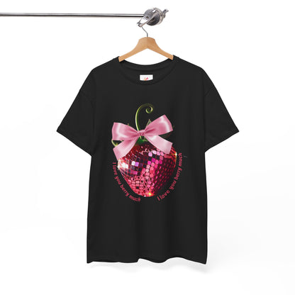 Pink Disco Ball Strawberry Unisex Tee - I Love You Berry Much Shirt