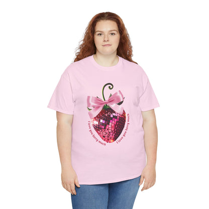 Pink Disco Ball Strawberry Unisex Tee - I Love You Berry Much Shirt