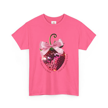 Pink Disco Ball Strawberry Unisex Tee - I Love You Berry Much Shirt