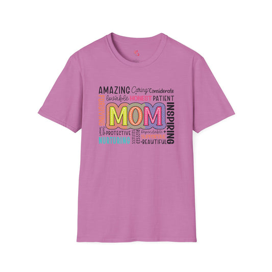 Mom Word Art Unisex Softstyle T-Shirt - Perfect Gift for Mother's Day