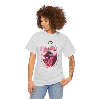 Pink Disco Ball Strawberry Unisex Tee - I Love You Berry Much Shirt